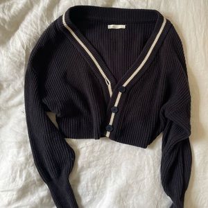 OAK + FORT Cropped Navy Sweater (XS)